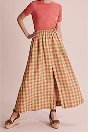 Check Organically Grown Linen Skirt