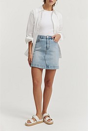 Australian Cotton Blend Denim Mini Skirt