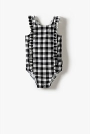 Recycled Nylon Gingham Frill Bather