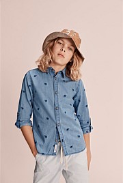 Long Sleeve Embroidered Camel Shirt