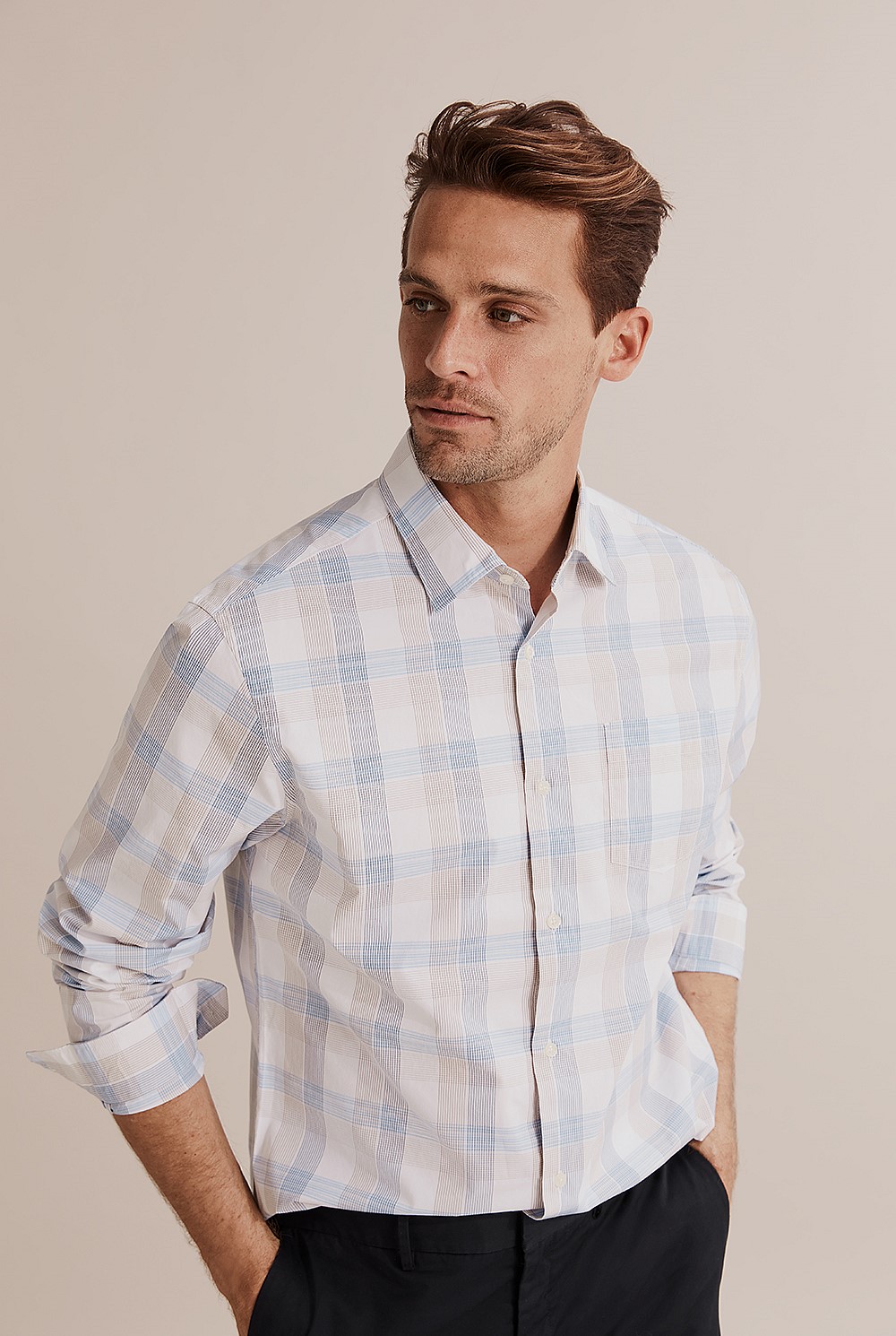 Biscuit Regular Fit Linear Check Shirt 