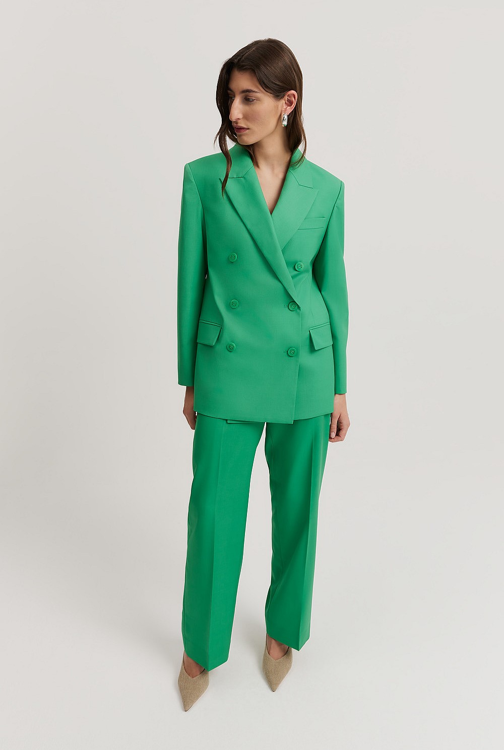Jewel Green Tailored Double-breasted Blazer - Jackets & Coats | Outlet