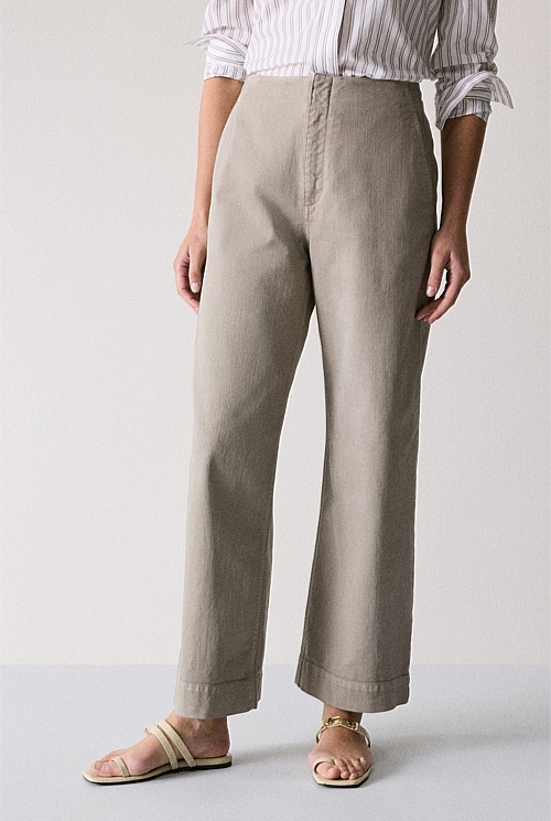 Cinder Garment Dyed Denim Wide Leg Pant - Denim & Jeans | Outlet
