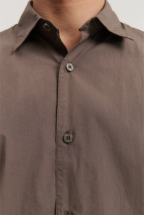 Cappuccino Regular Fit Garment Dyed Poplin Shirt - Casual Shirts | Outlet