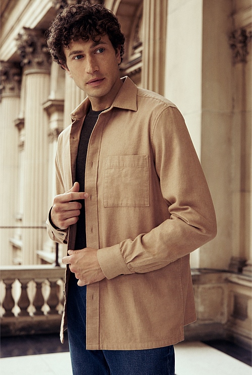 Regular Fit Cotton Tonal Twill Shirt Regular Fit Cotton Tonal Twill Shirt