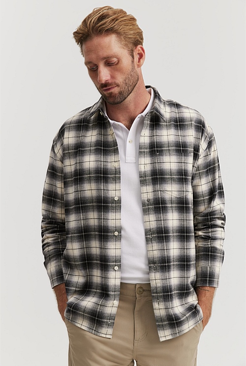 Black Regular Fit Ombre Check Shirt - Casual Shirts | Outlet
