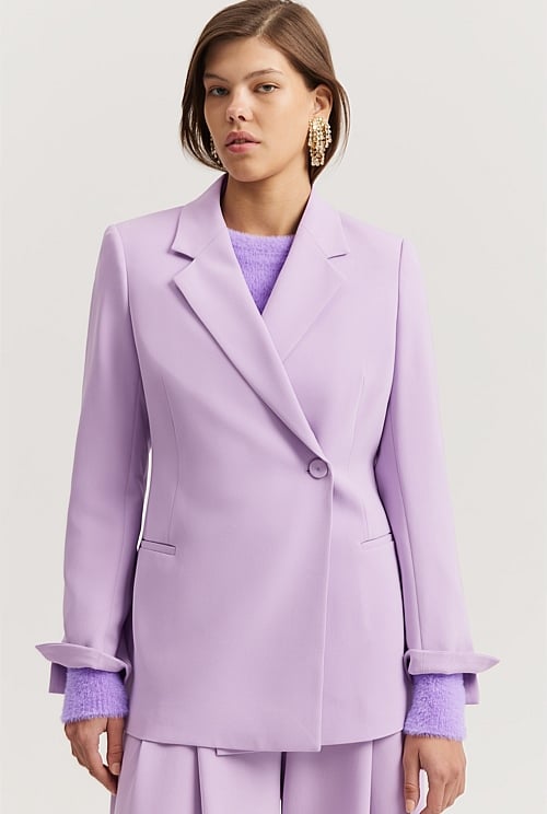 Lilac double hot sale breasted blazer