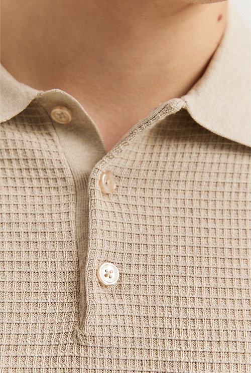 TEXTURED POLO - Oyster-white