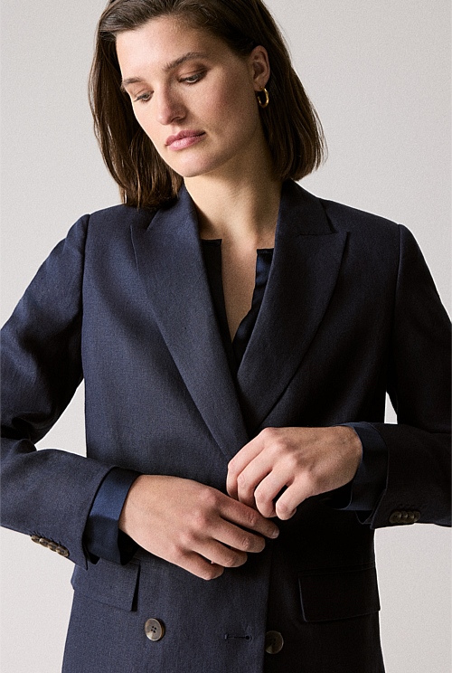 Navy linen hotsell blazer womens