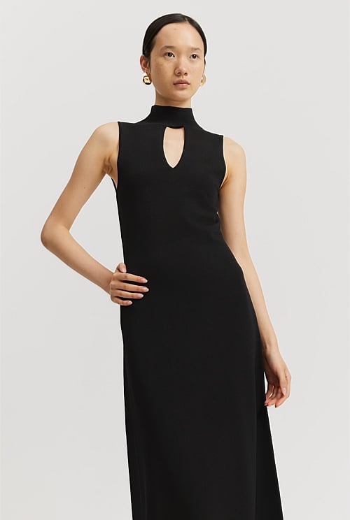 Black Column Knit Dress Dresses Outlet